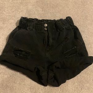 High waisted ripped jean shorts